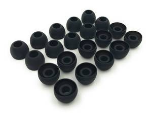 lot 42202 image: Earbudz 10 Pairs Medium Earbud Tips Silicone Replacement Ear Bud Tips Black - Retail $5
