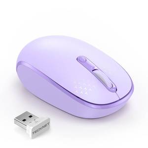 lot 42212 image: TECKNET Wireless Mouse, 2.4G Quiet Computer Mouse with USB Receiver, 4 Buttons Portable Cordless Mice for Chromebook, Laptop, PC, Mac, 80012001600 DPI - Purple - Retail $10