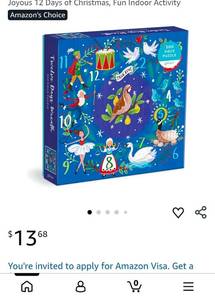 lot 45189 image: 12 Days of Christmas 500 Piece Jigsaw Puzzle by Galison - Retail $10