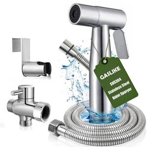 lot 45211 image: Handheld Bidet Sprayer for Toilet, Stainless Steel Bathroom Personal Hygiene Bidet Sprayer Set, Baby Cloth Diaper Sprayer with Adjustable Water Pressure Control, Perfect for Whole Family Cleaning Use - Retail $17