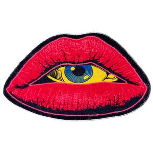 lot 45219 image: VBFGRT Interesting Red Lip Devil Eye Shape Plush Rugs Lovely Bedroom Comfortable Home Decoration Door Mat Cartoon Bathroom Absorbent Bath Mat Indoor Carpet Kitchen Non-Slip Mats, 31.5x19.5 - Retail $18