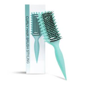lot 45227 image: Curly Hair Brush Defining, Vented Curl Defining Brush for Effortlessly Detangling Shaping and Styling Womens Mens Curls on All Wet or Dry Hair Types, Reduces Frizz (Green) - Retail $8