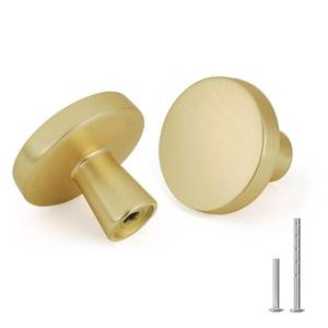 lot 45230 image: Goldenwarm 20pcs Gold Cabinet Knobs for Dresser Drawers Kitchen Hardware Handles Brushed Brass Modern Round Knob,Zinc Alloy - Retail $33