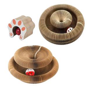 lot 45232 image: Pack Kitty Kurls Cat Scratcher, Magic Organ Cat Toy Scratching Board with Bell Balls, Reversible Corrugated Cardboard for Pet Claw Care