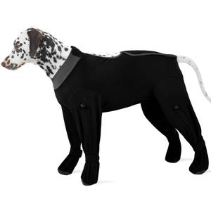 lot 45238 image: ROZKITCH Dog Surgical Recovery Suit, Soft Onesie for Surgery with Legs Neuter, Long Sleeve for Post-Operative Wounds, Prevent Licking & Shedding for Large Dogs (MaleFemale) 4-Leg Black XL - Retail $31