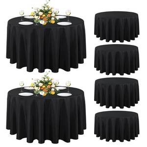 lot 45247 image: sancua 6 Pack Round Tablecloth 108 Inch Black, Stain and Wrinkle Resistant Table Cloth - Washable Polyester Table Cover for Dining Tables, Buffet Parties and Camping - Retail $66