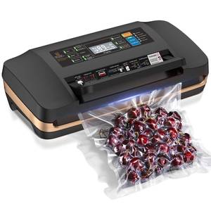 lot 45255 image: Vacuum Sealer Machine, 95KPa Commercial Food Saver with Double Seal Strips for 2X Strength, Built-in Cutter & Bag Storage, Easy-Lock Handle, Includes 1 Roll Bags, Black
