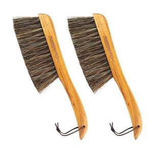 lot 45261 image: AMERWASH PLUS Counter Brush for Furniture, Drafting, Patio, Bed, Fireplace, Woodworking Cleaning, Horsehair Bristles Duster Wooden Handle Shop Brush, Hand Broom Brush - 2 Pack - Retail $20