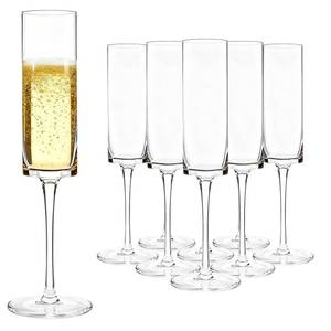 lot 45271 image: GuanQiao 24-Pack Plastic Champagne Flutes, 6oz Clear Square Disposable Toast Glasses, Heavy Duty Shatterproof Recyclable Wine Glasses for Party Wine Tasting Wedding New Years Eve Party Supplies - Retail $30