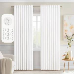 lot 45274 image: MIULEE Pure White Back Tab Light Blocking Curtains 72 Inch Length 2 Panels Set for Living Room Bedroom Privacy, Rod PocketPinch Pleat Thermal Insulated Room Darkening Pleated Blackout Drapes - Retail $31