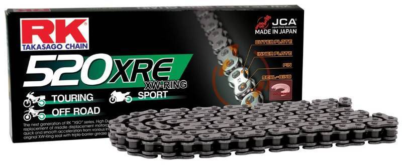 lot 32448 image: RK Racing Chain 520XRE-112 Steel 112 Link XW-Ring Chain with Connecting Link - Retail $91