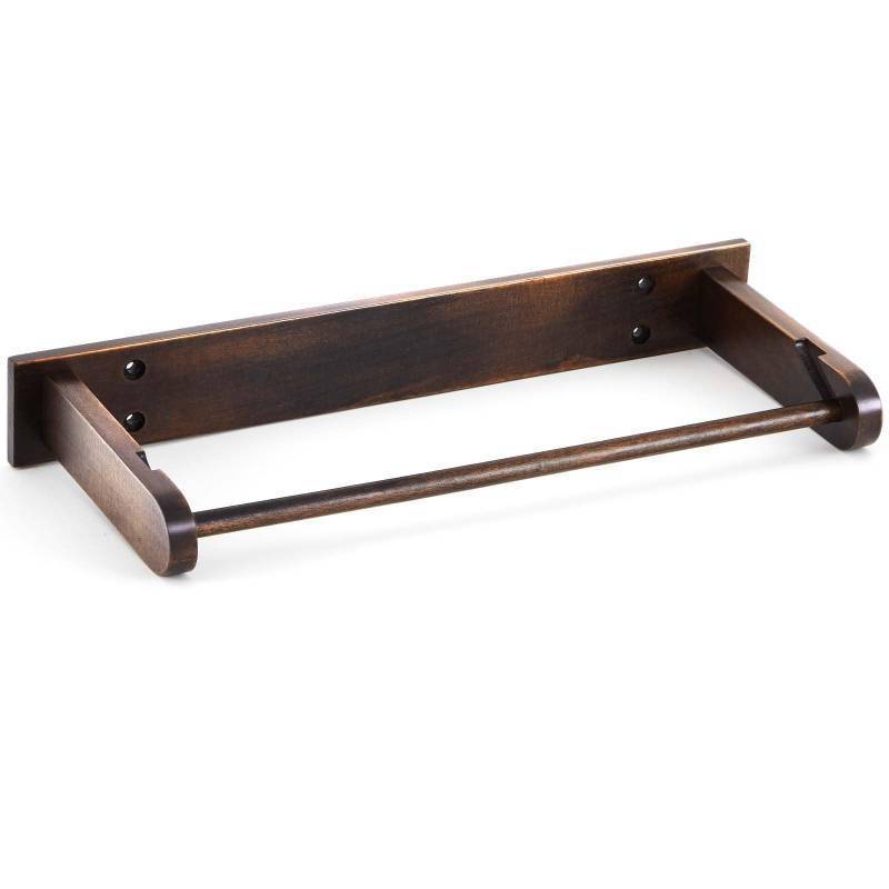 lot 32365 image: Colingmill Wall Mounted Wood Paper Towel Holder Wooden Roll Hanging Organizer Adhesive No Drill Under Cabinet Wood Paper Towel Holder Kitchen Towels Dispenser Rack - Retail $14