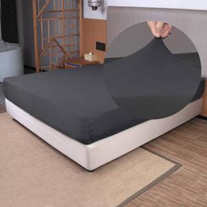 lot 22303 image: Stretch Twin Size Fitted Sheet Only - 4 Way Stretchy Jersey Knit, Snug Fit for Twin & XL Mattress(StandardRV, DeepShallow), Non Slip, Cozy T-Shirt Soft & Comfortable - Dark Gray - Retail $16