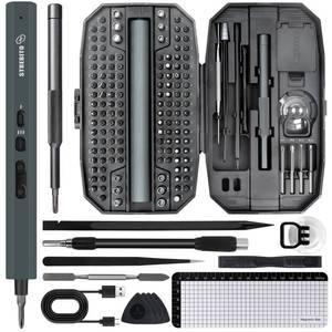 lot 22304 image: STREBITO 155 in 1 Electric Screwdriver Set, Small Electric Screwdriver Cordless with 140 S2 Magnetic Bits, Electronic Power Screwdriver Repair Tool Kit for RC, Computer, PC Building, Laptop - Retail $42