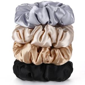 lot 22306 image: 4Pcs Large Satin Hair Scrunchies, Big Pillow Scrunchies for Women Girls Silk Sleepy Scrunchie Ponytail Holders for Thick Hair - Retail $10