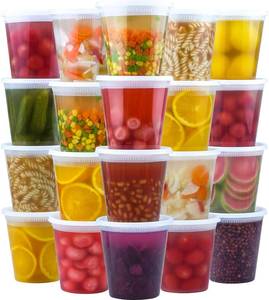 lot 22324 image: Dealusy 50 Set 32 oz Deli Containers with Lids, Leak-Proof BPA Free Plastic Take Out Bowls, Food Storage Containers for Takeout Meal Prep Storage, Freezer, Microwave & Dishwasher Safe - Retail $20