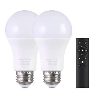 lot 22329 image: MXhme A19 LED Light Bulbs with Remote Control, 800LM 9W (60W Equivalent) Bulbs,Stepless Dimmable 3000K-6000K,E26 Base,CRI 80,2.4GHz,25000 Hours Lifespan,Light Bulb for Home Decor,2Bulb & 1Remote - Retail $17