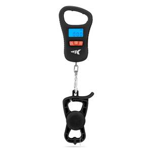 lot 22331 image: KastKing Fish Scale with Lip Gripper, ToughTide USB Charging Fishing Scale Built-in Measuring Tape, 65lb Capacity, Ultra-Thin Digital Fish Scale, LCD Display, Ergonomic Handle, Black Combo - Retail $20
