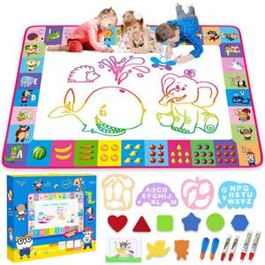 lot 22332 image: Water Doodle Mat - Kids Painting Writing Doodle Toy Board - Color Doodle Drawing Mat Bring Magic Pens Educational Toys for Age 3 4 5 6 7 8 9 10 11 12 Year Old Girls Boys Age Toddler Gift (Pink) - Retail $25