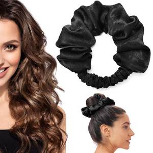 lot 22335 image: BLINKEEN Heatless Curling Scrunchie, Heatless Hair Curler to Sleep In, No Heat Curls for Long Hair, Soft Sleep Hair Roller (Black) - Retail $10