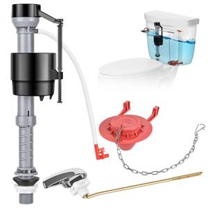 lot 31812 image: Houpeoro Universal Toilet Flusher Replacement Kit, Fill Valve, 2-Inch Flapper, Toilet Handle Lever, Adjustable, Quiet, Easy to Install, Complete Toilet Parts Inside Tank Kit (Red, 1-Pack) - Retail $18