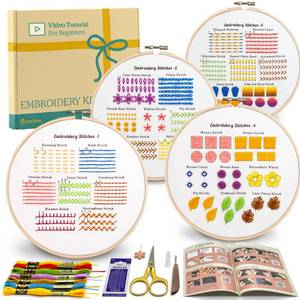 lot 31814 image: Bradove Classic Embroidery Stitches Practice Kit, Embroidery Kit for Beginners, Beginner Embroidery Kit for Adults, Hand Embroidery Kit for Kids, Stitches Kit - Retail $25