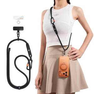 lot 31818 image: TORRAS Phone Lanyard with Hanging Loops, Adjustable Anti Theft Phone Strap Crossbody for iPhone 17 Pro Max,Skin-Friendly,2 Tabs, Universal Cell Phone Neck Lanyard for Daily & Outdoor Activities, Black - Retail $26