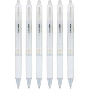 lot 31822 image: Pilot FriXion Ball Clicker Erasable Gel Ink Retractable Pen, Extra Fine Point, 0.5mm, White Barrel, Black Ink, 6 Count - Retail $13