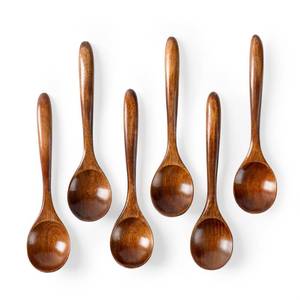 lot 31838 image: Hefild 6 PCS Wooden Spoons for Honey, 6.7 inch Small Wooden Spoons - Terrific for Tea, Coffee & Soup, Little Wood Serving Table Spoon Set, Bulk Bamboo Teaspoon for Eating with Unique Design - Retail $10