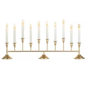 lot 45292 image: Sziqiqi Candle Holder Gold Candelabra 32 inches Long Candelabra Centerpieces - Vintage Taper Candlestick Holder 10-arms for Dining Table Fireplace Mantel Decor - Retail $31