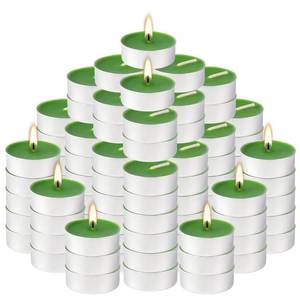 lot 45308 image: 100 Pack Scented Tealight Candles 4 Hours, Spring Aromatherapy Candles for Votive Home, Wedding Holiday and Emergency (Dark Green) - Retail $22