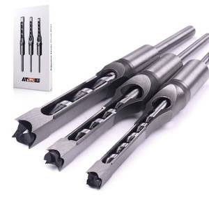 lot 45316 image: ATOPLEE Square Hole Drill Bits for Wood,3pcs HSS Woodworking Square Mortise Drill Bit,516 Inch 38 Inch 12 Inch (All of Sizes) - Retail $35
