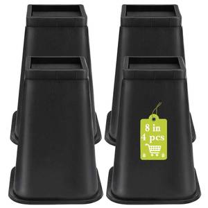 lot 45319 image: Yookwutar 4 Pack Furniture Risers 8 Inch, Bed Risers Heavy Duty for Table Desk Couch Chair Sofa Cabinet Bed Frame Dorm, Square Table Leg Risers Lift Height 8, Black - Retail $30