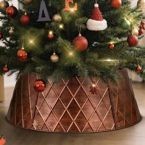 lot 45334 image: Lanpn Metal Christmas Tree Collar 28 inch, Christmas Tree Ring Collar for Medium Xmas Stand Cover Real Artificial Trees Indoor Outdoor Decoration (Gold, Diamond)