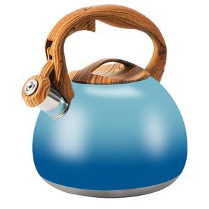 lot 45339 image: Foedo Tea Kettle, 3.2Qt3Liter Whistling Kettle,Food Grade Cool Handle Tea pot,One-Button Switch, Apply to Various Stovetops, CoffeeTea (Sky Blue Gradient) - Retail $33
