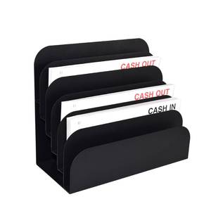 lot 45342 image: BankSupplies STEELMASTER 6 Slot File and Desk Organizer Paper Organizer Black Powder Coat Finish - Retail $38