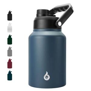lot 45343 image: BJPKPK 64 oz Insulated Water Bottle, Dishwasher Safe Half Gallon Water Bottle with Ergonomic Handle, BPA Free Leak Proof Water Jug for Sports, Metal Jug with Anti-slip Bottom, Navy Blue - Retail $26
