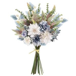lot 45349 image: Fake Artificial Flowers Bouquet for Decoration, Silk Floral Arrangements Faux Flowers Plant Wedding Bride Bouquets Tables Centerpieces for Rustic Home Decor Indoor Vase Floral Table Decor (Blue White) - Retail $18