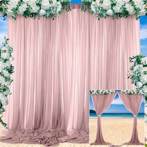 lot 45372 image: BBTO 2 Panels Dusty Rose Backdrop Curtains for Parties Wedding Pink Polyester Wrinkle Free Window Curtains for Ceremony Party Birthday Bridal Shower Graduation Decorations 5ft x 10ft - Retail $32