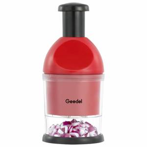 lot 45380 image: Geedel Food Chopper, Easy to Clean Manual Hand Vegetable Chopper, Dishwasher Safe Slap Onion Cutter for Veggies Onions Garlic Nuts Salads Red - Retail $22