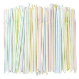 lot 45382 image: High Flexible Plastic Straws,Bendable Disposable Drinking Straws -Striped Assorted Colors for Home Use Milk Juice Drinks 200 pcs - Retail $10