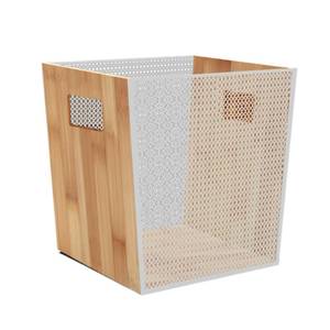 lot 45384 image: Jiofaviu 2.5 Gallon Narrow Bamboo Wooden Trash Can with Mesh, Unique Office Decorative Wastebasket, Wood Garbage Can for Bedroom, Bathroom, Laundry Room, Kitchen, Office, Dorm