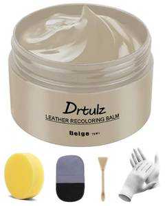 lot 45385 image: drtulz Beige Leather Recoloring Balm, Leather Color Restorer Conditioner, Leather Repair Kits for Vinyl Furniture, Sofa, Car Seats, Shoes - Repair Leather Color on Faded & Scratched (Beige) - Retail $20