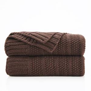 lot 62035 image: Douceur Brown Throw Blanket for Bed, Soft Cozy Lightweight Stripe Pattern Knitted Throw Blanket for Sofa, Living Room Gift, 60X80 - Retail $46