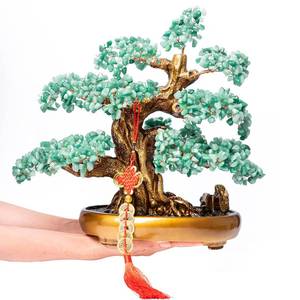 lot 62052 image: GEMBOURY Green Aventurine Gemstone Crystal Bonsai Tree of Life Large Feng Shui Money Chakra Tree for Luck and Wealth Desk Decoration(1,251 Gem Count) - Retail $219