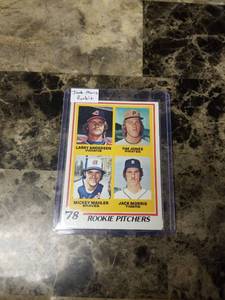 lot 543 image: 1978 Topps Rookie Pitchers Larry Andersen Tim Jones Mickey Mahler Jack Morris Baseball Card
