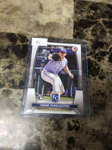 lot 574 image: 2023 Topps Bowman Vinnie Pasquantino Kansas City Royals Rookie Baseball Card