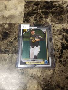 lot 582 image: 2024 Topps Bowman Chrome Paul Skenes Pittsburgh Pirates Rookie Baseball Card