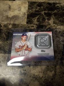 lot 583 image: 2021 Topps Commemorative 70th Anniversary Patch Eddie Mathews Atlanta Braves Baseball Card