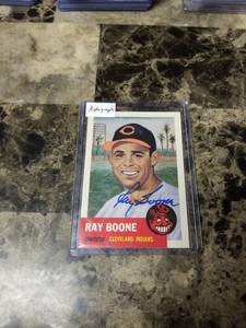lot 585 image: 1953 Topps Ray Boone Cleveland Indians Autographed Baseball Card